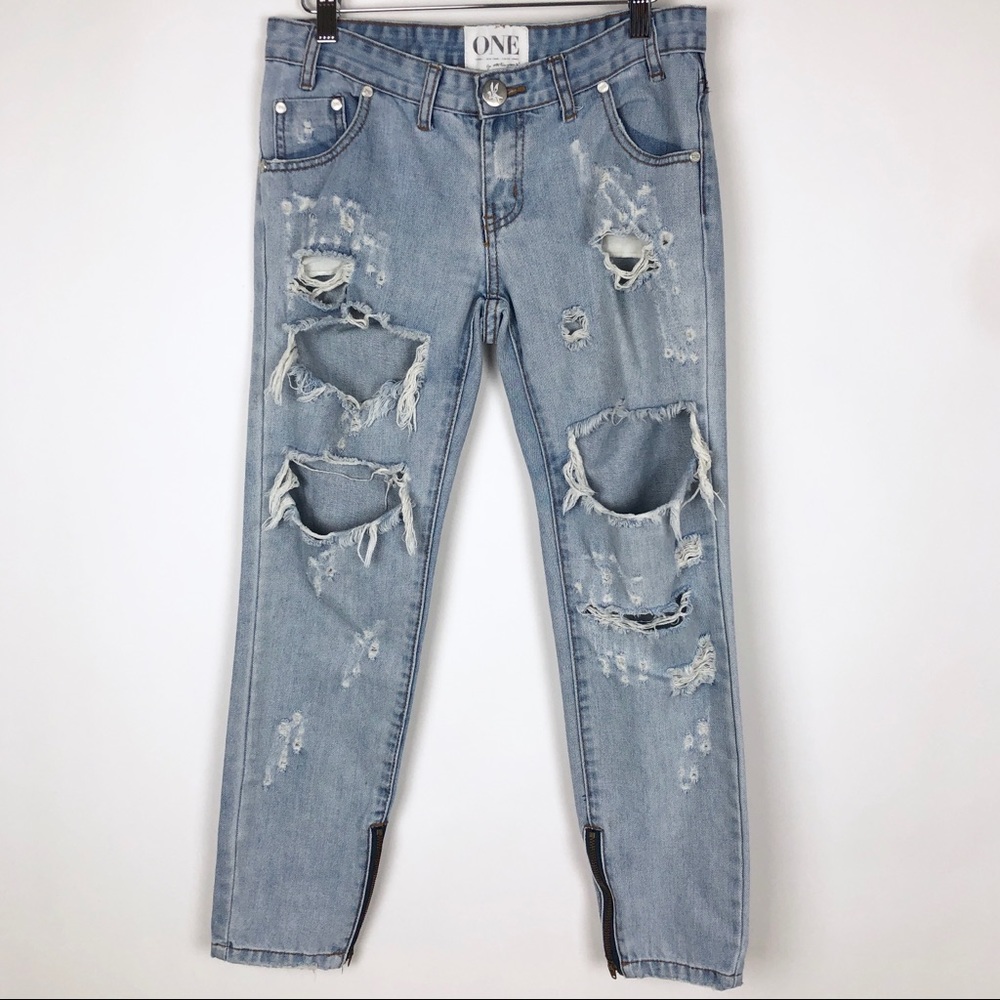 One Teaspoon Trashed Freebirds Jeans Distressed